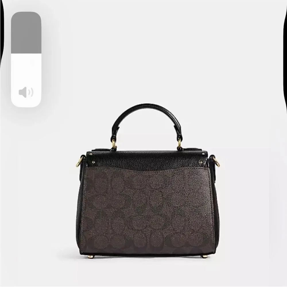 Coach Top Handle Satchel In Color Block Signature Canvas With Rivets - Picture 4 of 6